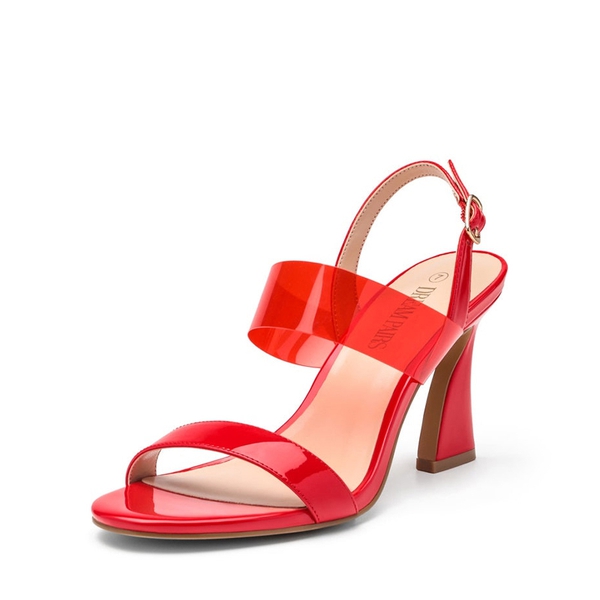 Double Clear Strap Sandals - RED CLEAR -  0